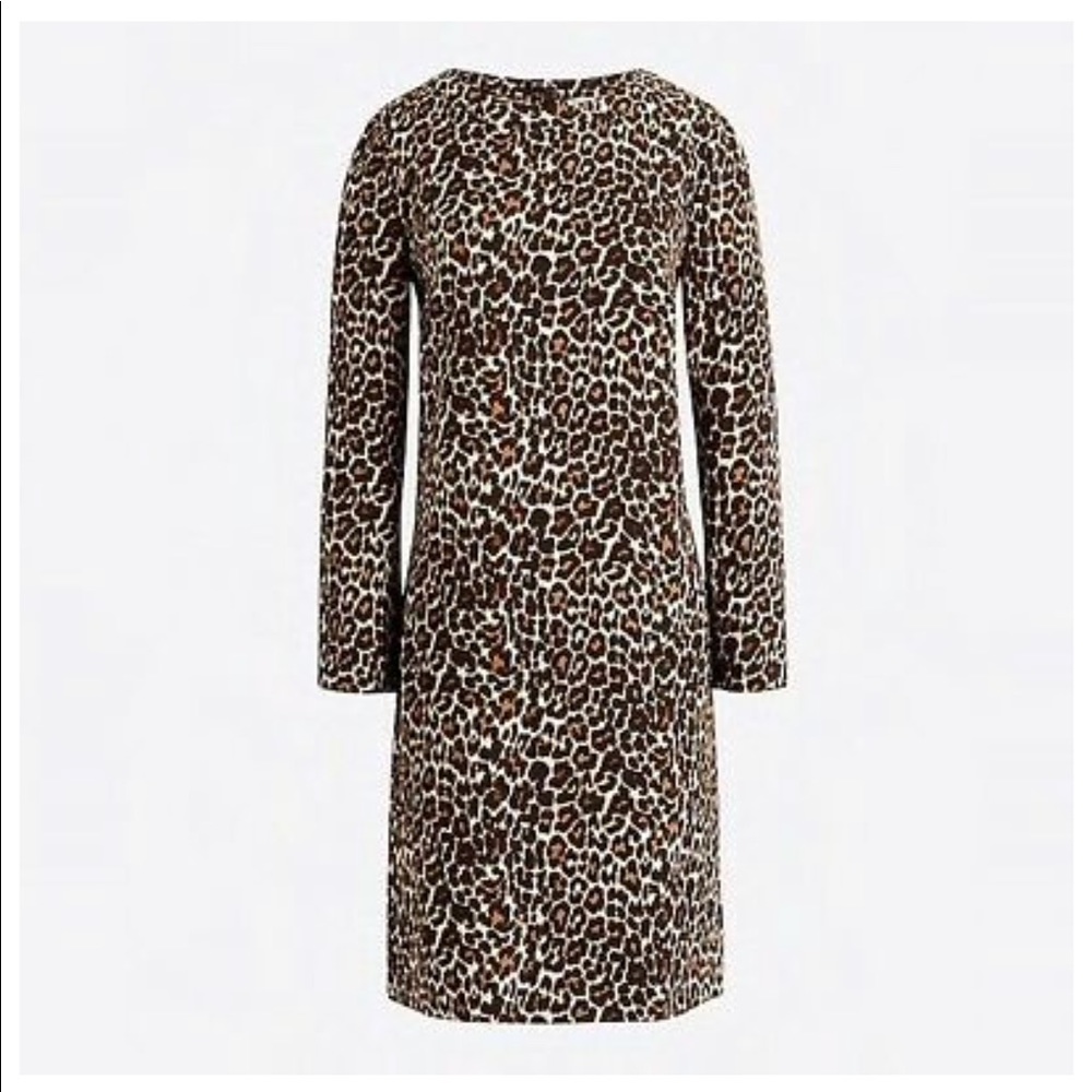 J.CREW Leopard Printed Crepe Shift Dress Alpha Cat